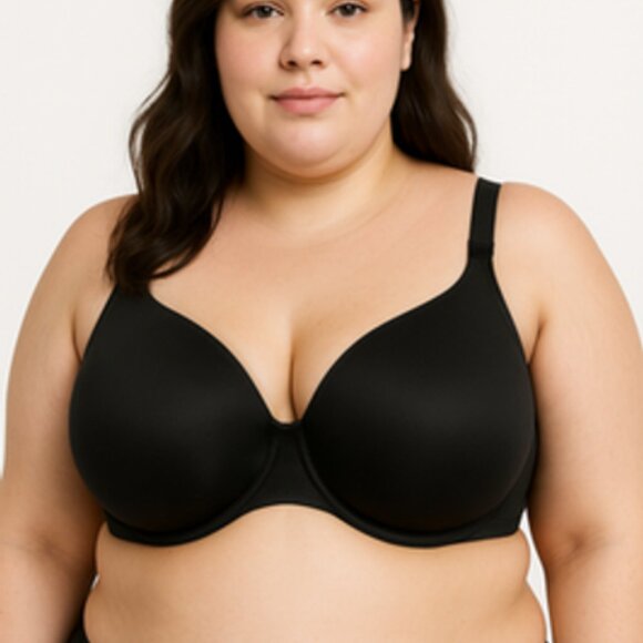 Cacique Lane Bryant Women Bra Smooth Satin Full Coverage U/W Size 38F Black - Picture 8 of 8